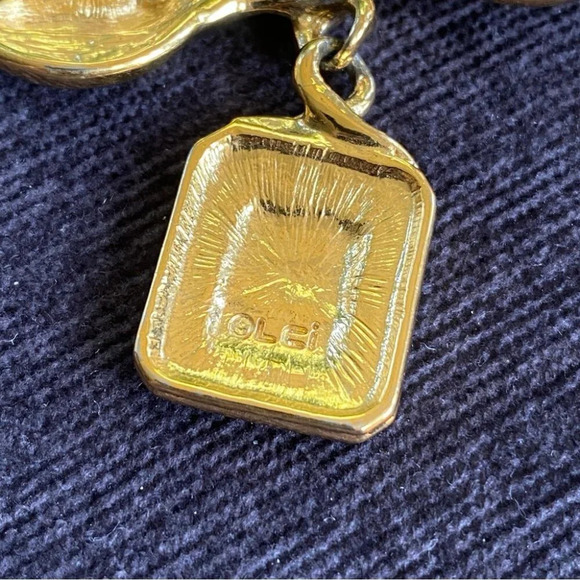 Liz Claiborne LCi Vintage Dangly Gold Tone Rose Brooch - Picture 2 of 8